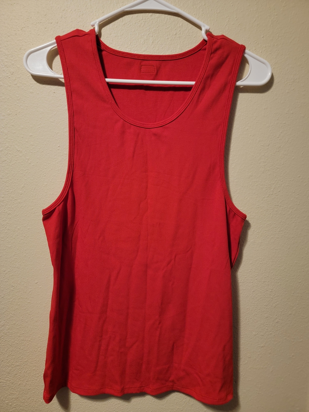 Classic Red Ribbed Scoop-Neck Tank Top